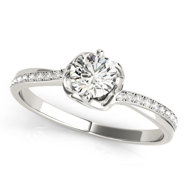 Elegant Semi-Mount Engagement Ring with 3/8 Carat Total Weight Diamonds in G-H Color