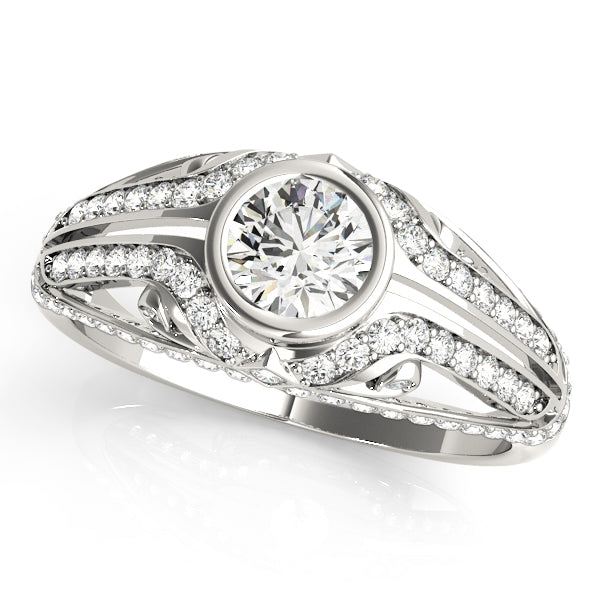 Elegant Semi-Mount Engagement Ring with 1 3/8 Carat Total Diamond Weight, SI1-SI2 G-H Quality