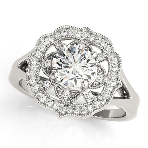 Semi-Mount Diamond Engagement Ring with 0.93 Carat Total Weight in G-H SI1-SI2 Quality