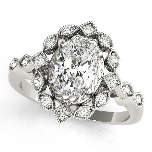 Oval Diamond Accent Ring with 0.08 Carat Total Weight in SI1-SI2 G-H Quality