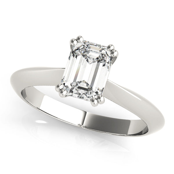 Double Prong Set Emerald Cut Diamond Engagement Ring with 1 Carat Total Weight
