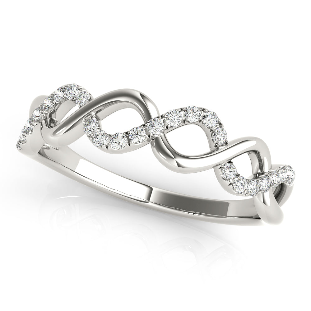Twisted Rope Design Diamond Ring with 0.15 Carat Total Weight in SI1-SI2 G-H Quality