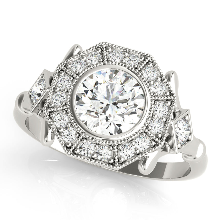 Elegant Semi-Mount Engagement Ring with 1.32 Carat Total Diamond Weight, SI1-SI2 G-H Quality