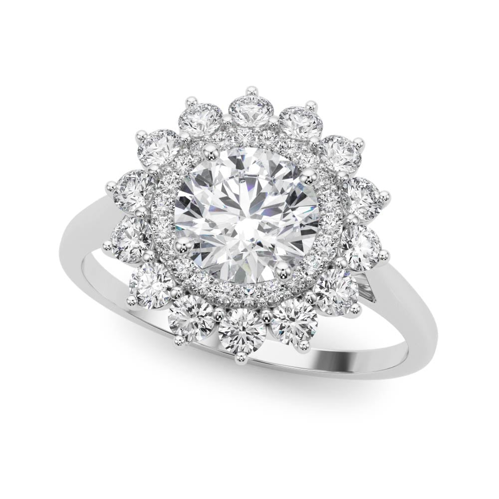 Elegant Semi-Mount Diamond Engagement Ring with 1 Carat Total Weight, SI1-SI2 G-H Quality