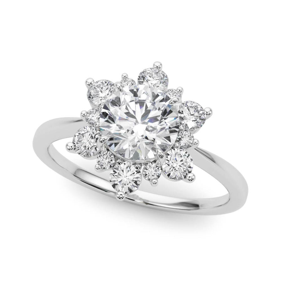 Elegant Halo Engagement Ring with 1.25 Carat Total Diamond Weight, Semi-Mount Setting