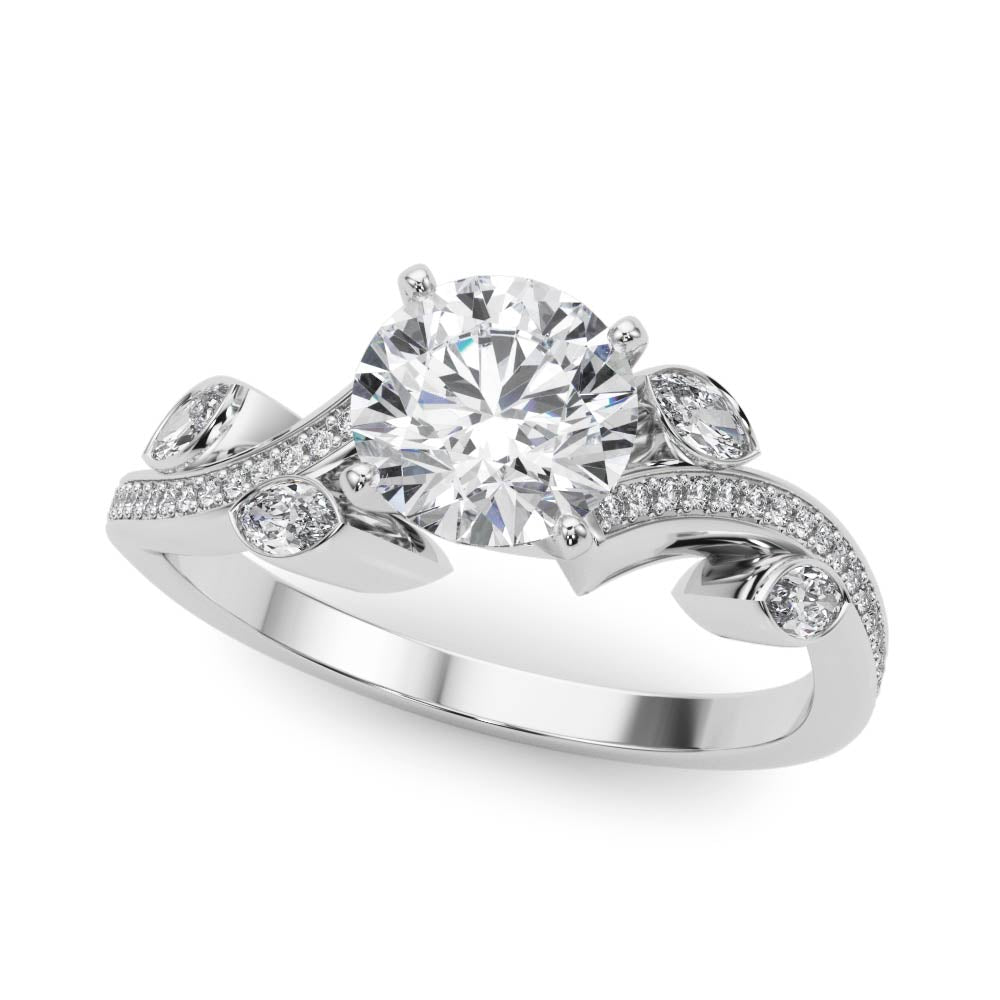 Elegant Diamond Semi-Mount Ring with 3/8 Carat Total Weight in G-H SI1-SI2 Quality