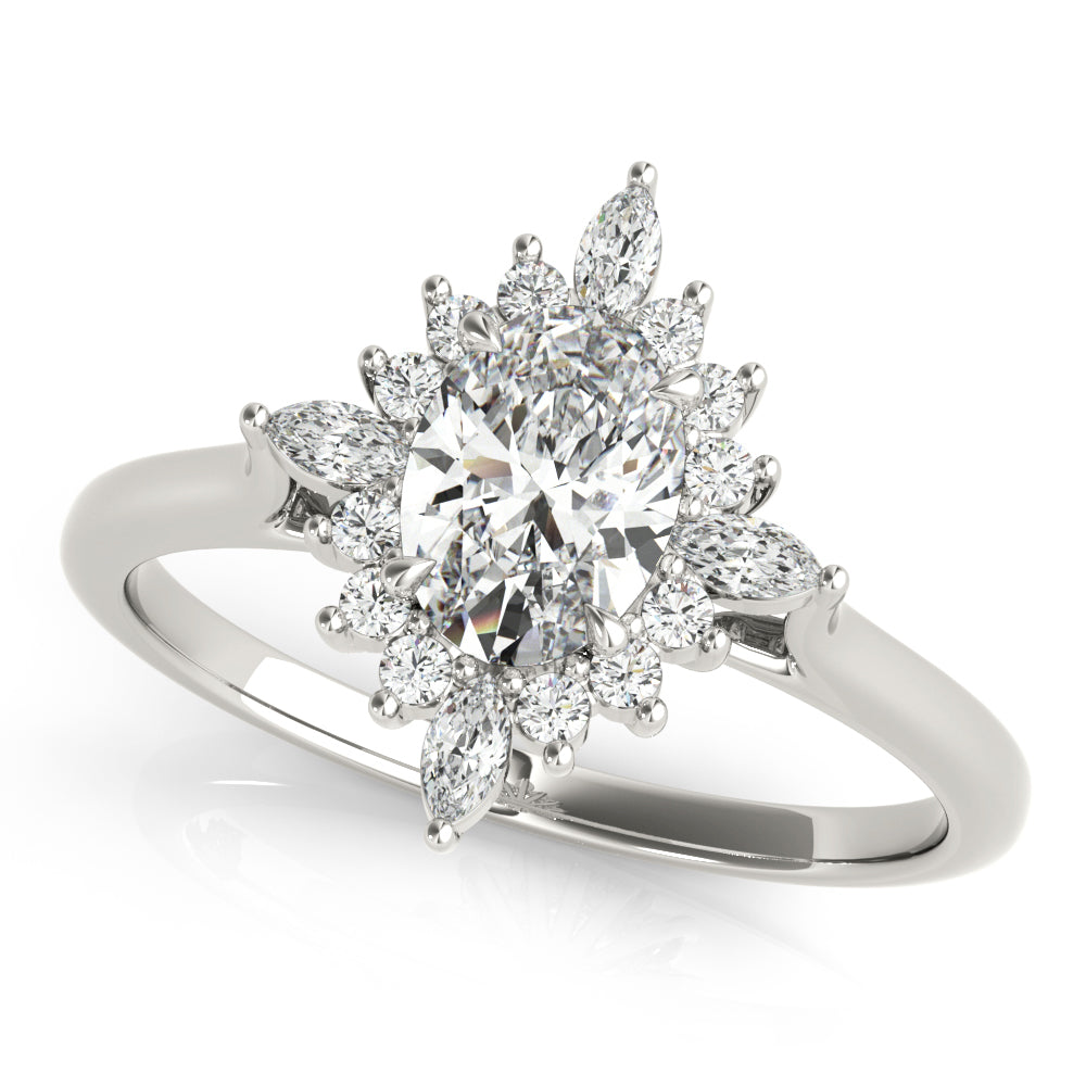 Elegant Oval Diamond Semi-Mount Ring with 1.19 Carat Total Weight, SI1-SI2 G-H Quality