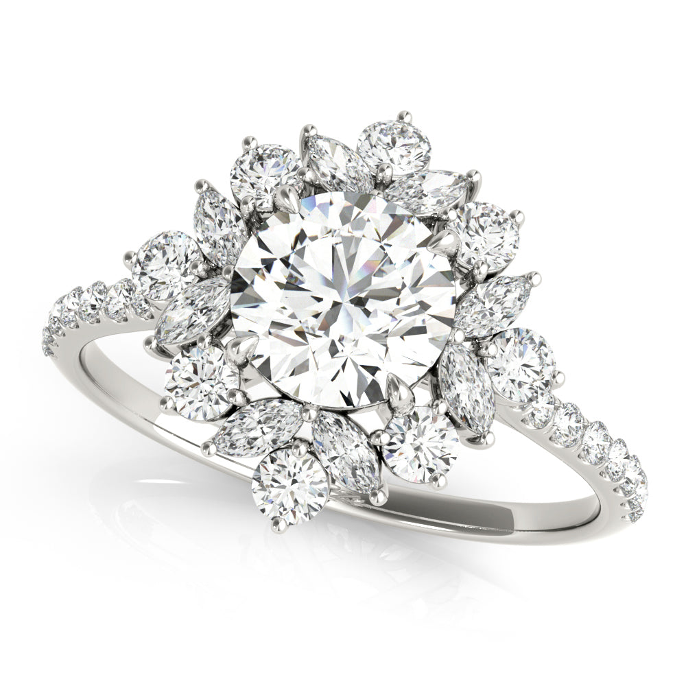 Elegant Round Diamond Semi-Mount Ring with 1.75 Carat Total Weight in G-H SI1-SI2 Quality
