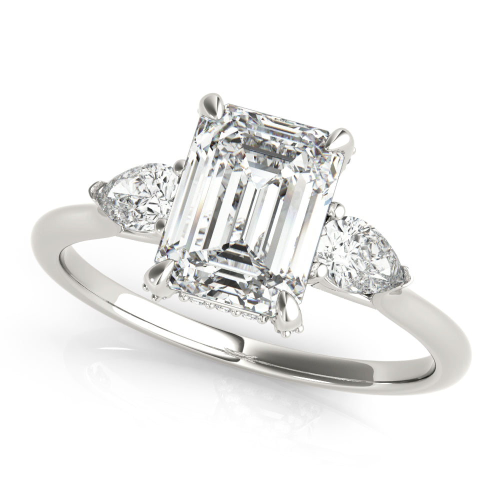 Emerald Cut Diamond Engagement Ring Semi-Mount with 2.12 Carat Total Weight, SI1-SI2 G-H Quality
