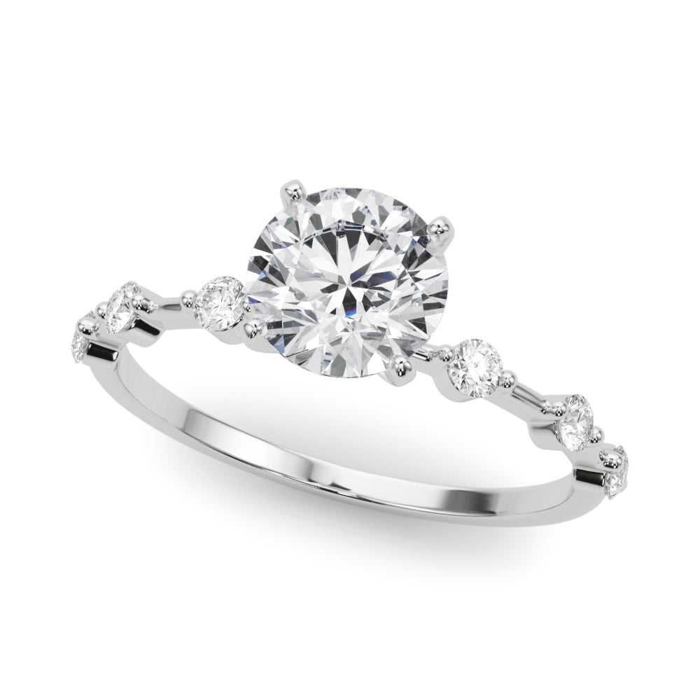 Semi-Mount Diamond Engagement Ring with 0.18 Carat Total Weight, SI1-SI2 G-H Quality