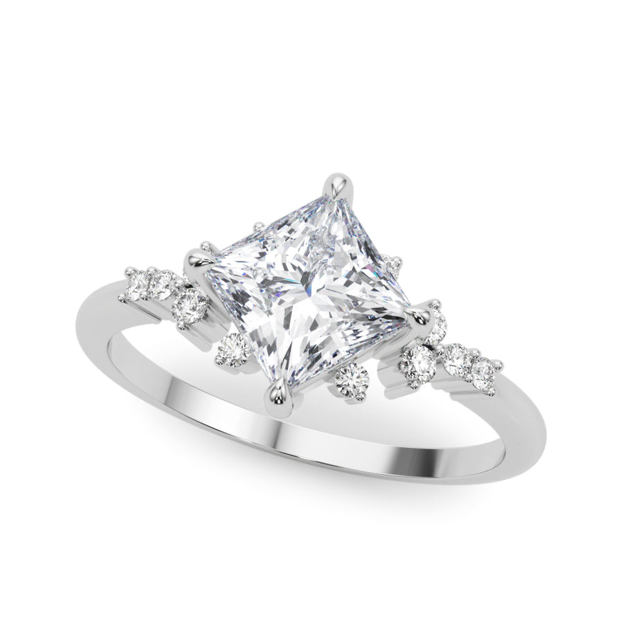 Semi-Mount Diamond Engagement Ring with 0.89 Carat Total Weight, SI1-SI2 Clarity, G-H Color