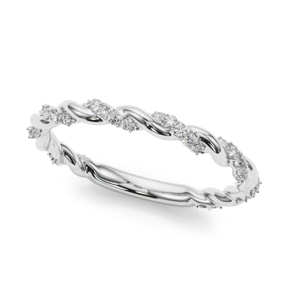 Twisted Wedding Band Ring with 0.20 Carat Total Diamond Weight in SI1-SI2 G-H Quality