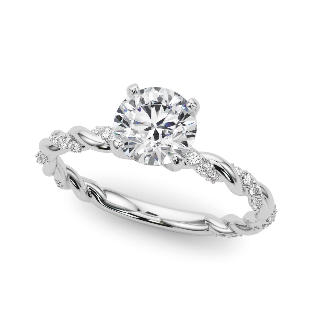 Elegant Twisted Shank Engagement Ring with 0.19 Carat Total Diamond Weight, SI1-SI2 G-H Quality