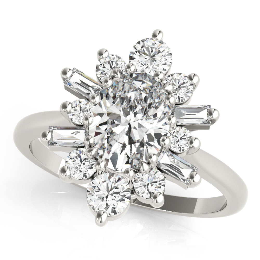 Elegant Oval Diamond Semi-Mount Ring with 1.42 Carat Total Weight, SI1-SI2 G-H Quality