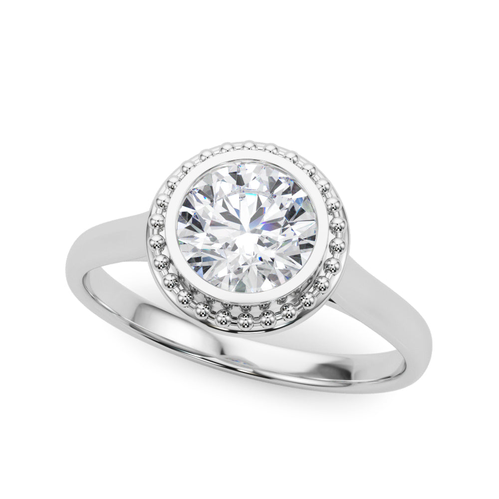 Elegant Round Bezel-Set Solitaire Diamond Ring with 1 Carat Total Weight, SI1-SI2 Clarity, G-H Color