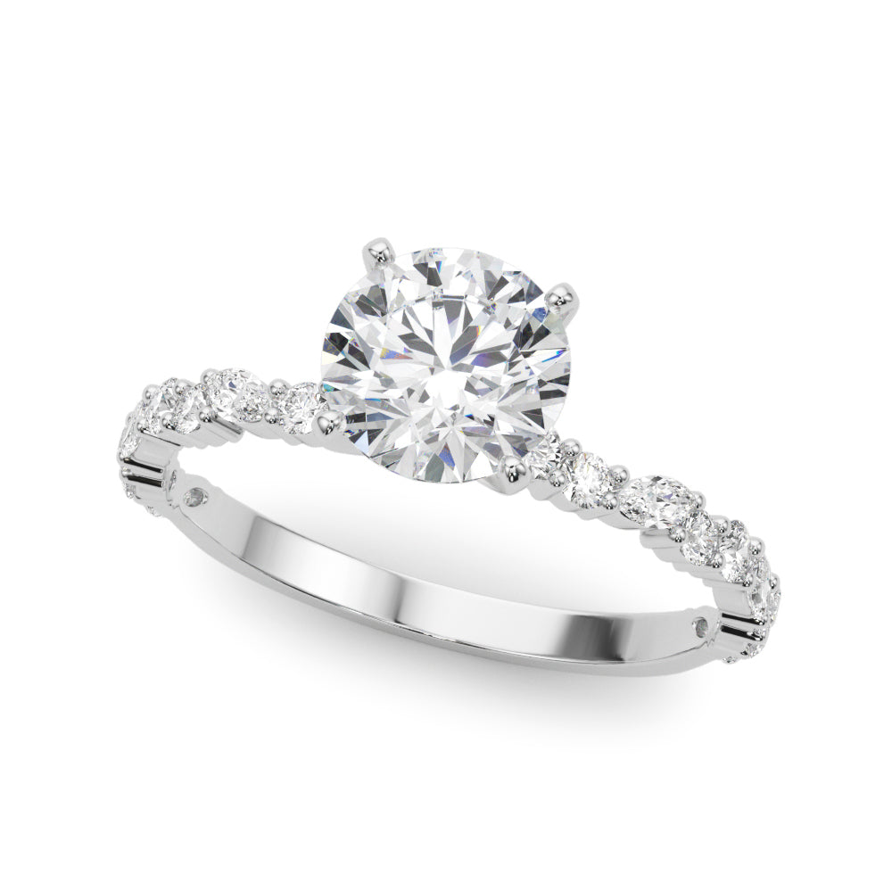 Marquise and Round Diamond Semi-Mount Engagement Ring with 0.42 Carat Total Weight