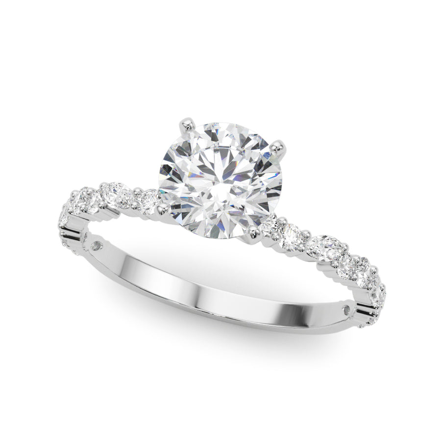 Marquise and Round Diamond Semi-Mount Engagement Ring with 0.42 Carat Total Weight