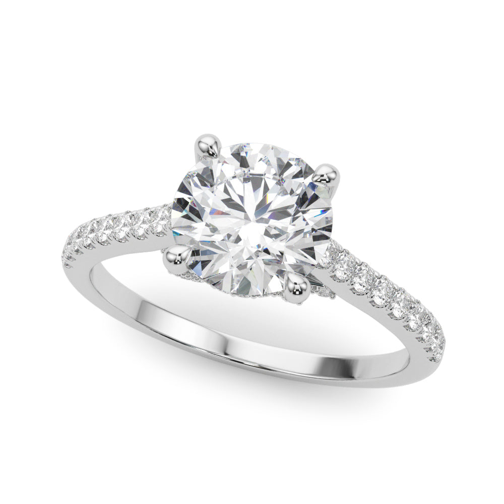 Elegant Round Semi-Mount Engagement Ring with 2.35 Carat Total Diamond Weight, SI1-SI2 G-H Quality