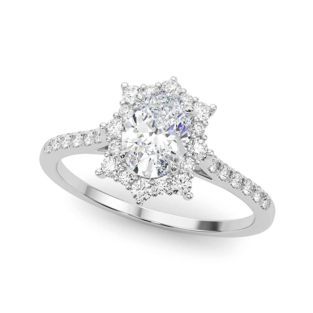 Elegant Oval Diamond Semi-Mount Ring with 2.4 Carats Total Weight, SI1-SI2 G-H Quality