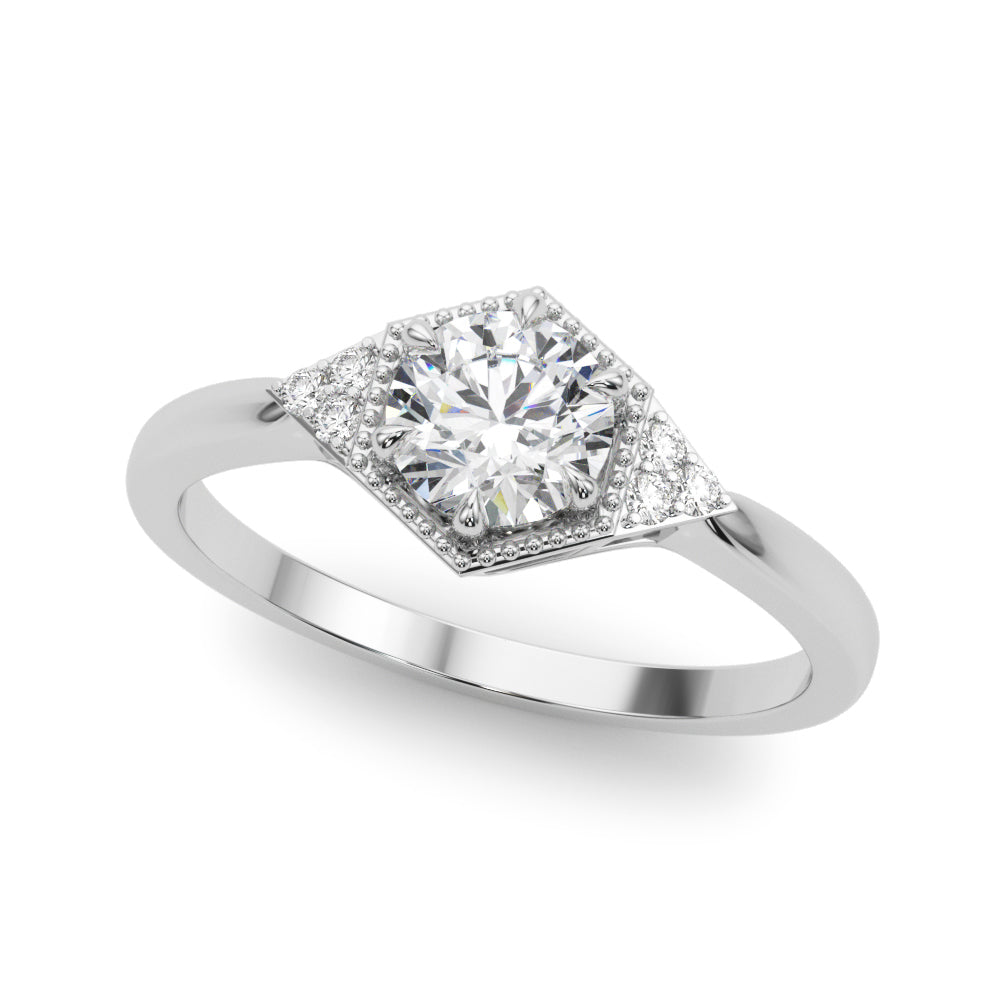 Elegant Round Diamond Engagement Ring Semi-Mount with 1/2 Carat Total Weight