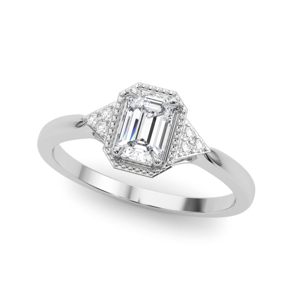 Emerald Cut Diamond Engagement Ring Semi-Mount with 0.645 Carat Total Weight