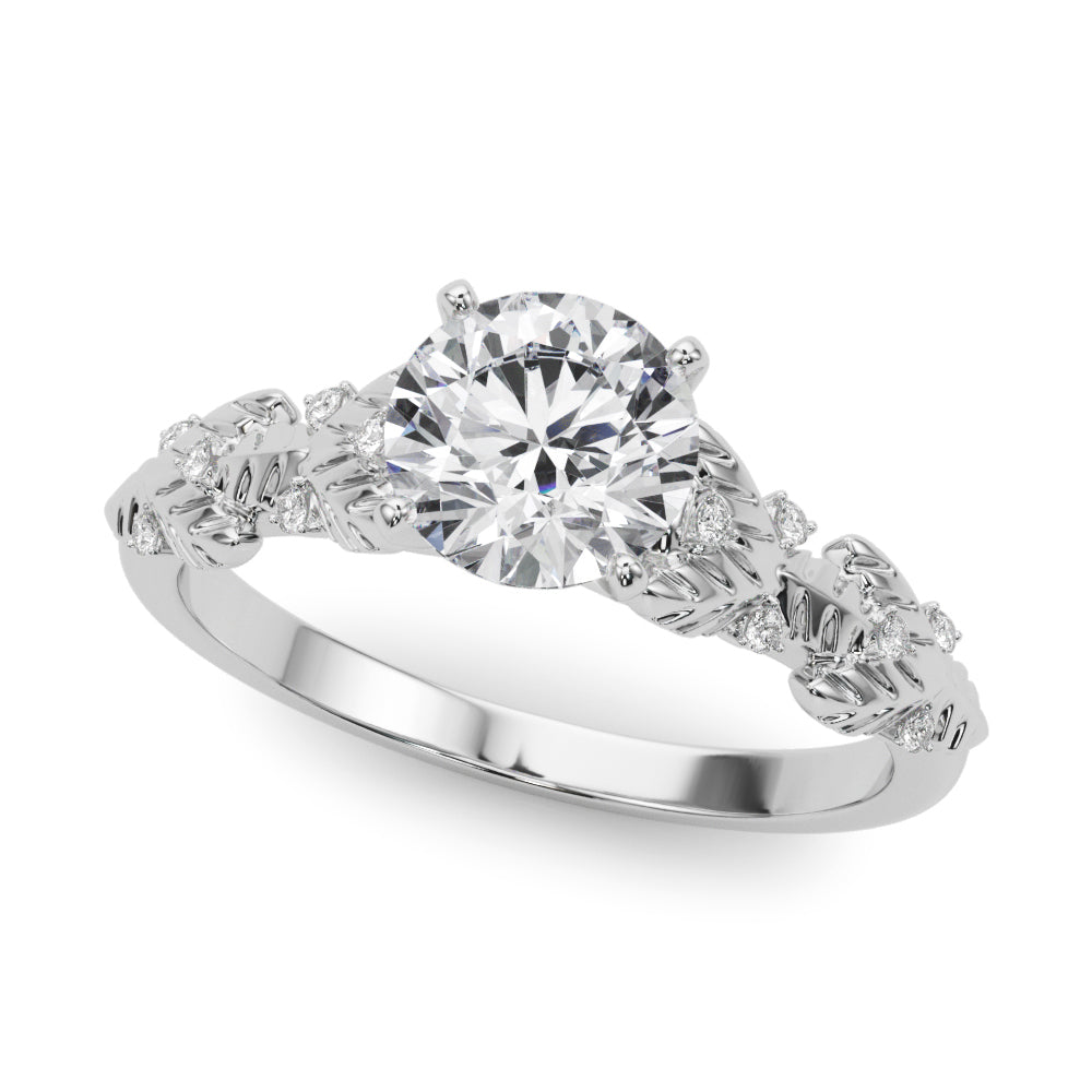 Elegant Peg Head Engagement Ring Semi-Mount with 1/20 Carat Total Diamond Weight