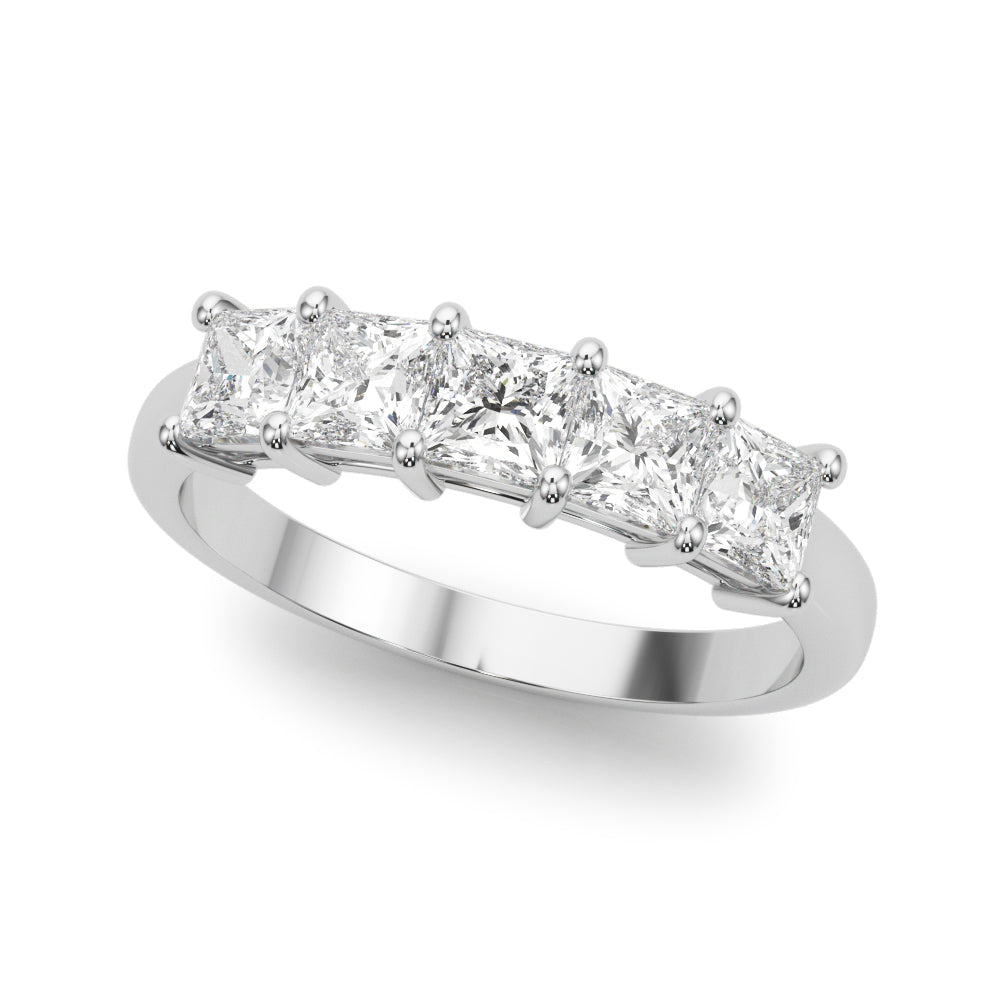 1.3 Carat Total Weight Five-Stone Shared Prong Diamond Wedding Band Ring