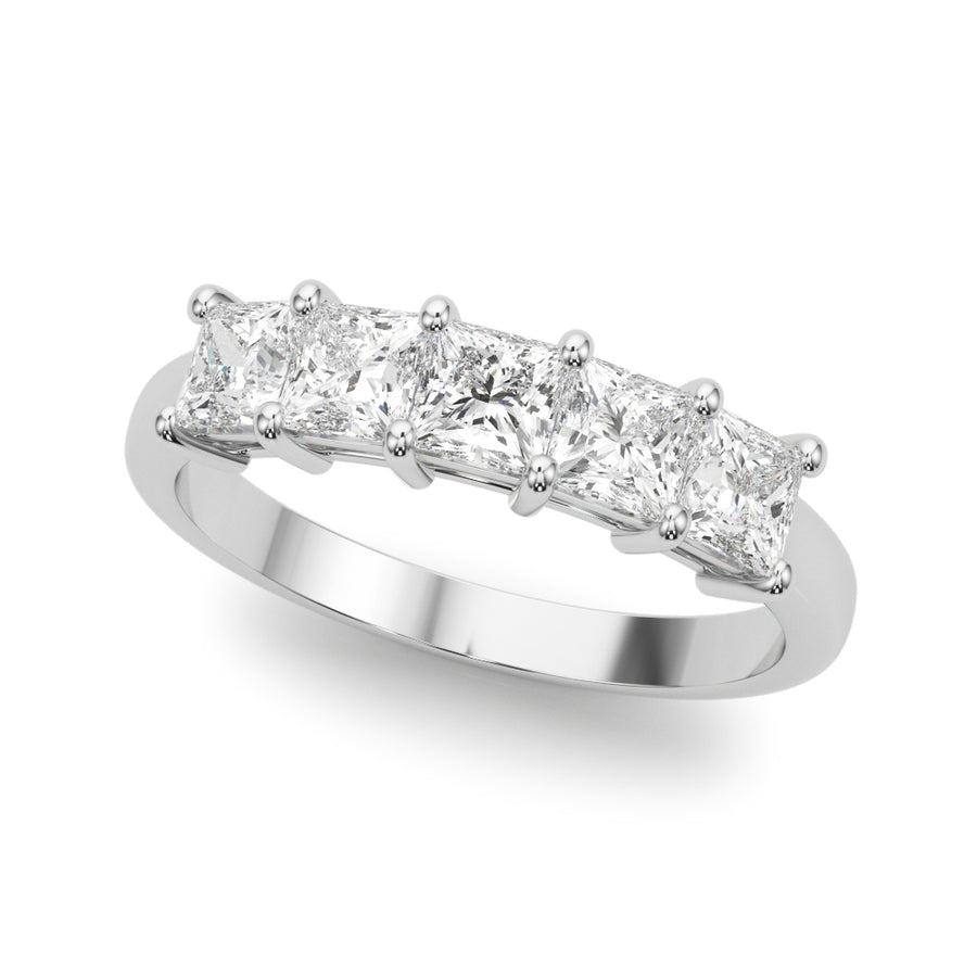 1.3 Carat Total Weight Five-Stone Shared Prong Diamond Wedding Band Ring