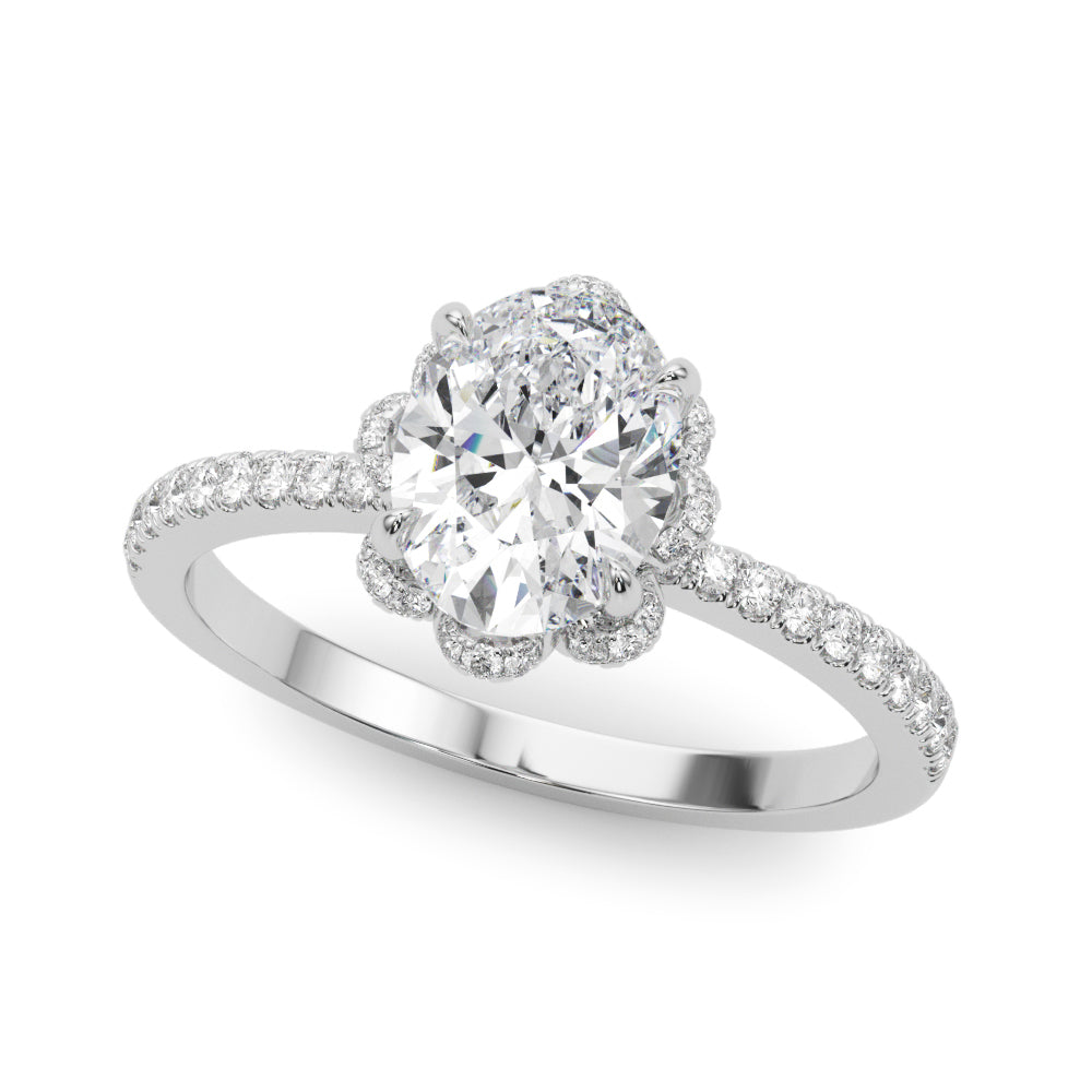 Elegant Oval Diamond Engagement Ring Semi-Mount with 1/2 Carat Total Weight