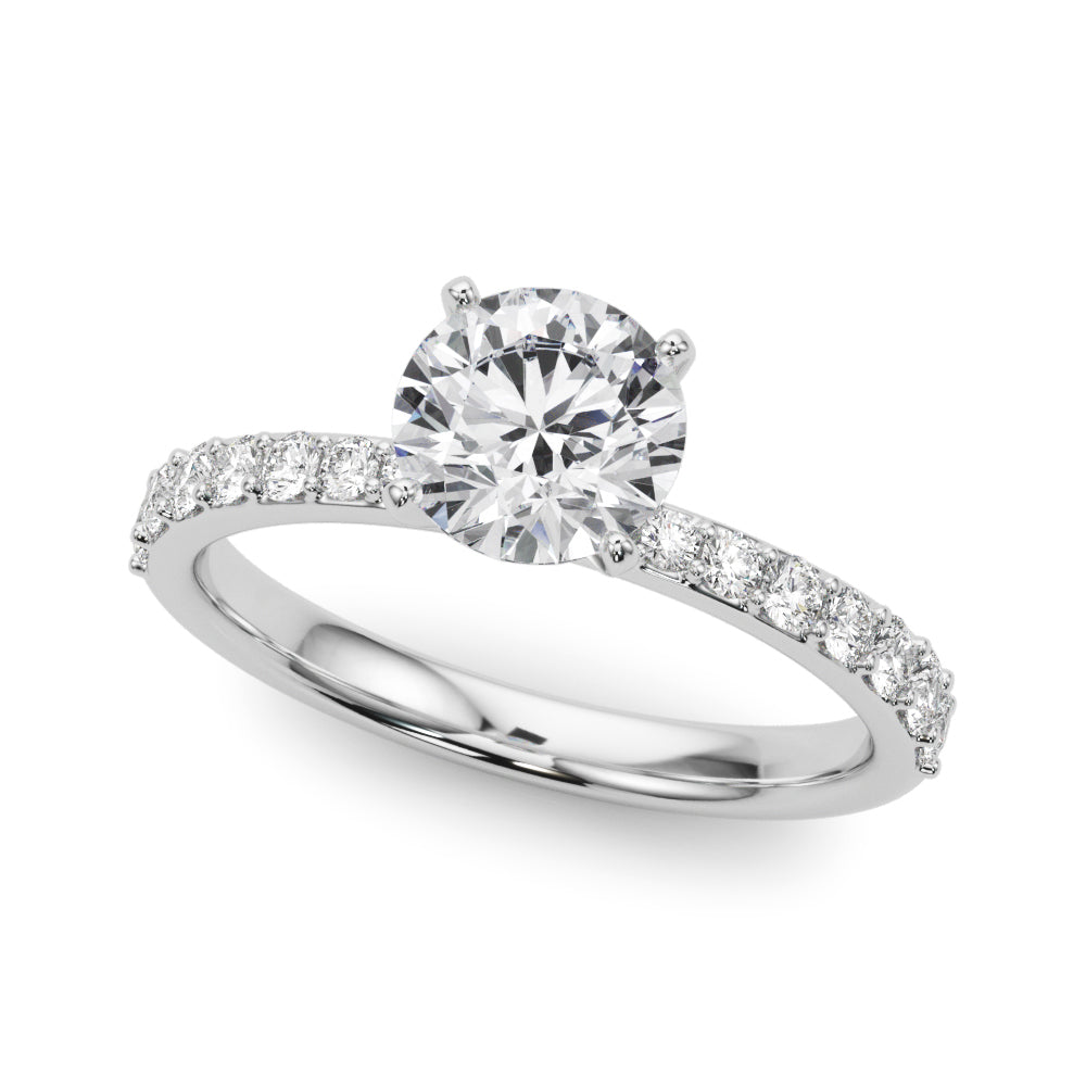Elegant Single Row Diamond Engagement Ring Semi-Mount with 0.345 Carat Total Weight