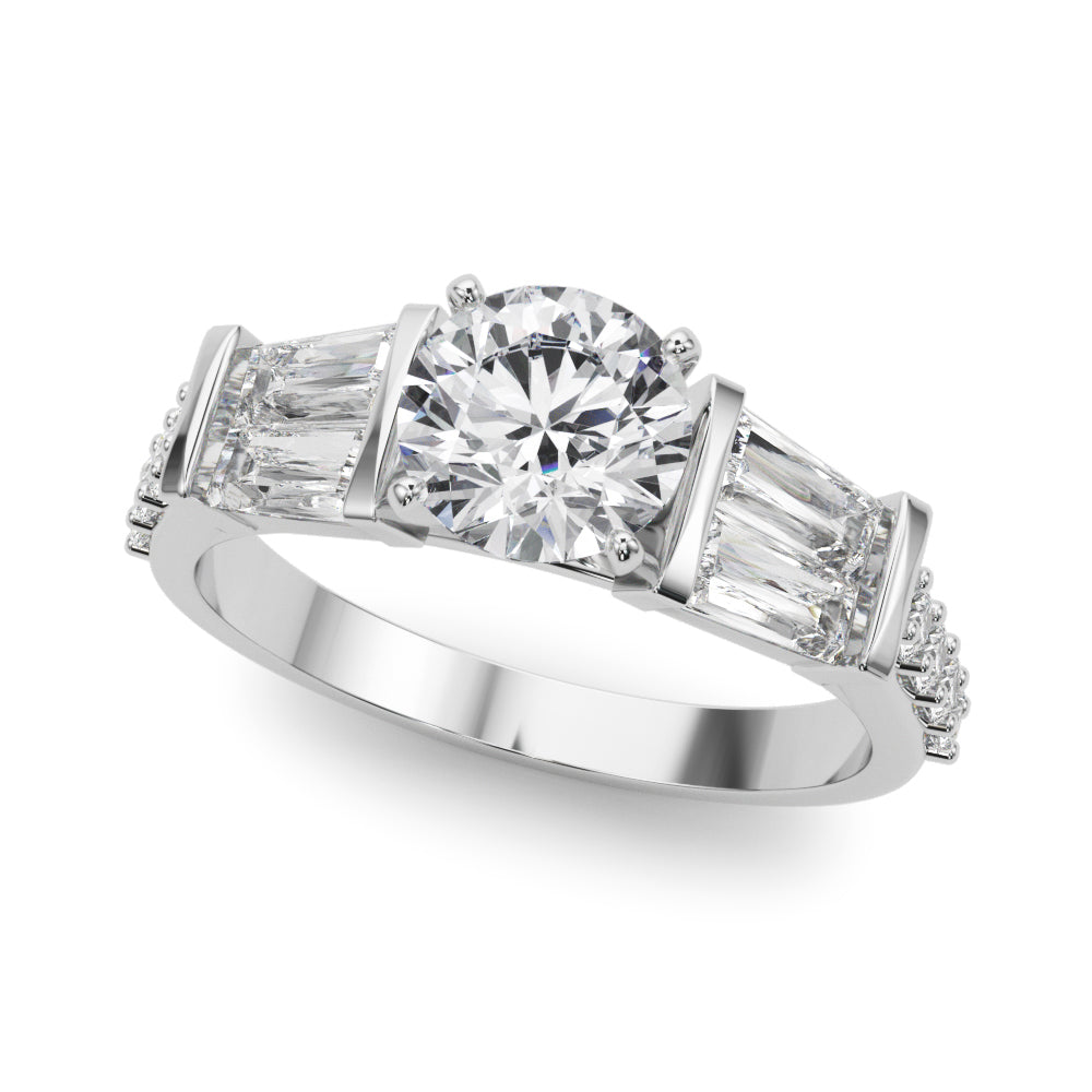 Polished Diamond Semi-Mount Engagement Ring with 7/8 Carat Total Weight SI1-SI2 G-H Quality Stones