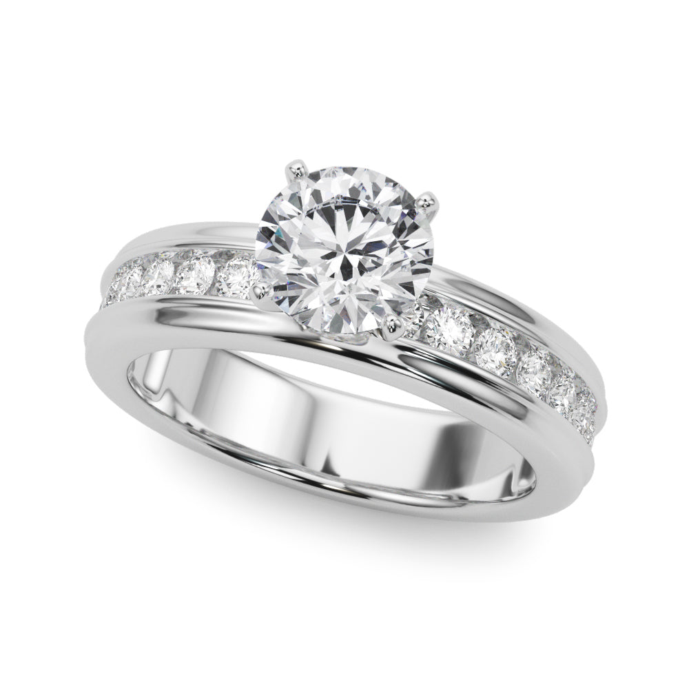Channel Set Diamond Semi-Mount Engagement Ring with 0.48 Carat Total Weight, SI1-SI2 G-H Quality