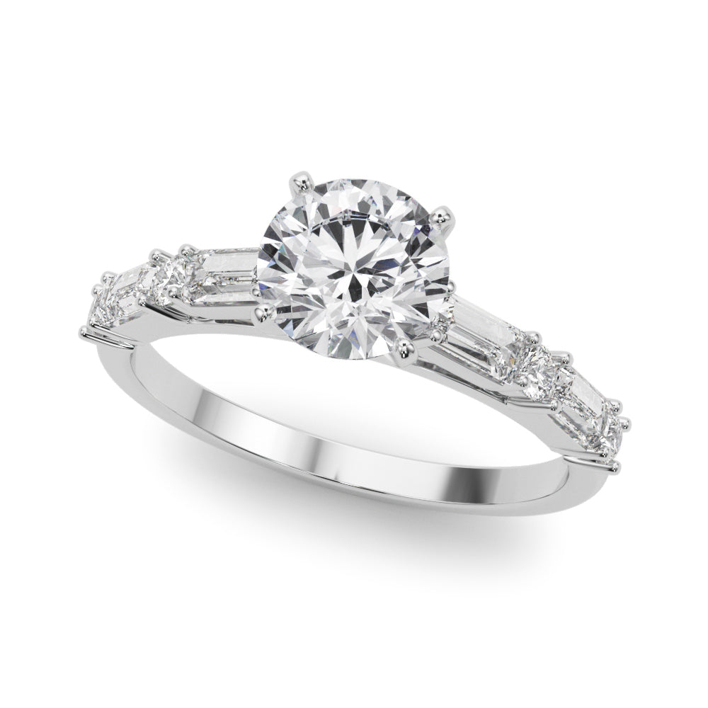 Elegant Diamond Semi-Mount Engagement Ring with 0.60 Carat Total Weight SI1-SI2 G-H Quality Stones