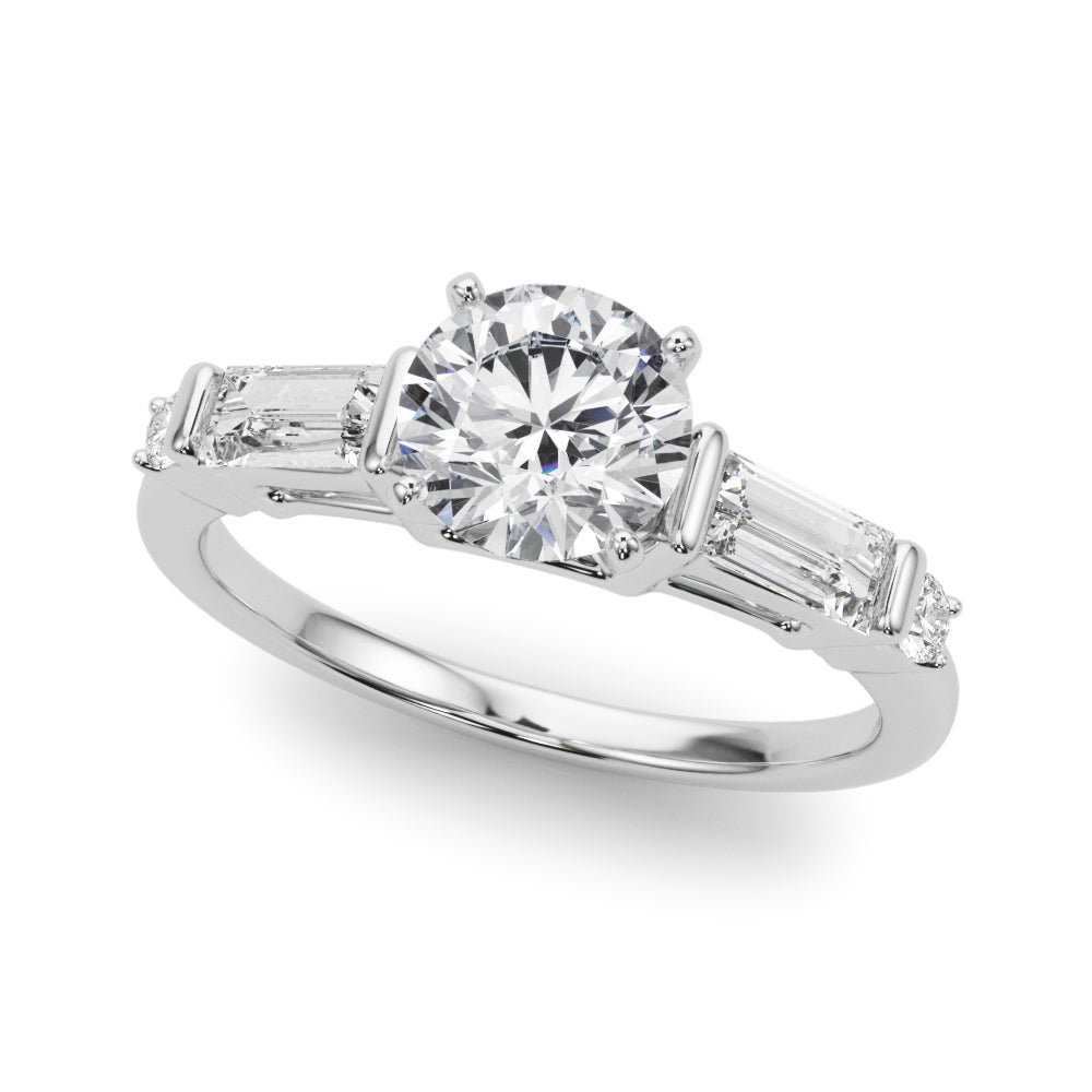 Half Carat Total Weight Diamond Engagement Ring Semi-Mount in G-H Color, SI1-SI2 Clarity