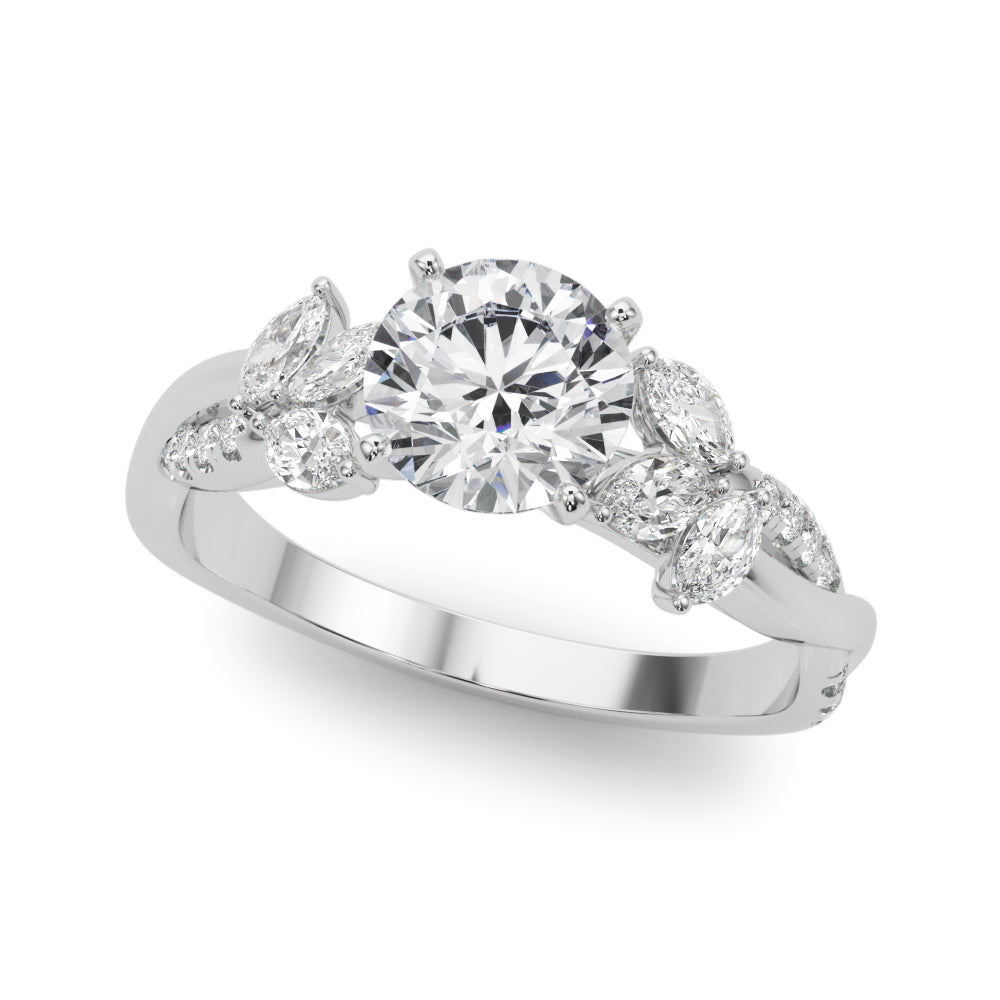 Twisted Shank Diamond Engagement Ring Semi-Mount with 0.405 Carat Total Weight G-H SI1-SI2 Diamonds