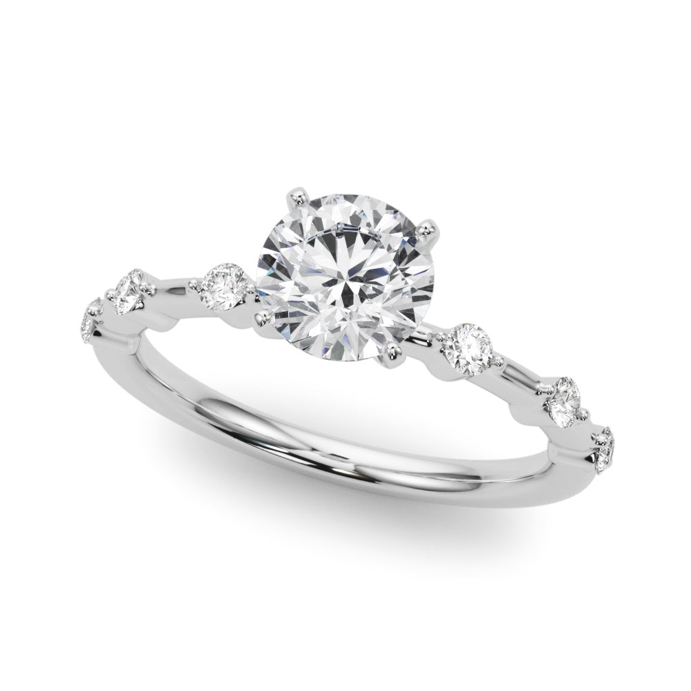 Shared Prong Diamond Ring with 0.18 Carat Total Weight in G-H SI1-SI2 Quality, Semi-Mount Setting