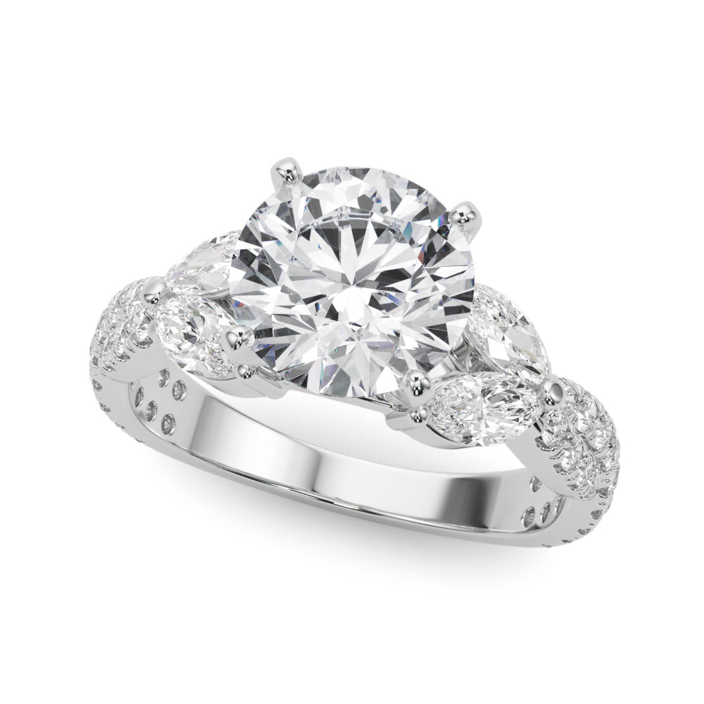 Twisted Diamond Engagement Ring Semi-Mount with 1 Carat Total Weight SI1-SI2 G-H Quality