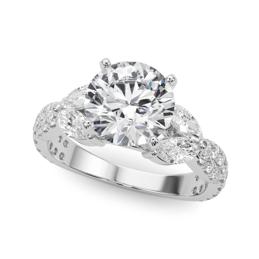 Twisted Diamond Engagement Ring Semi-Mount with 1 Carat Total Weight SI1-SI2 G-H Quality