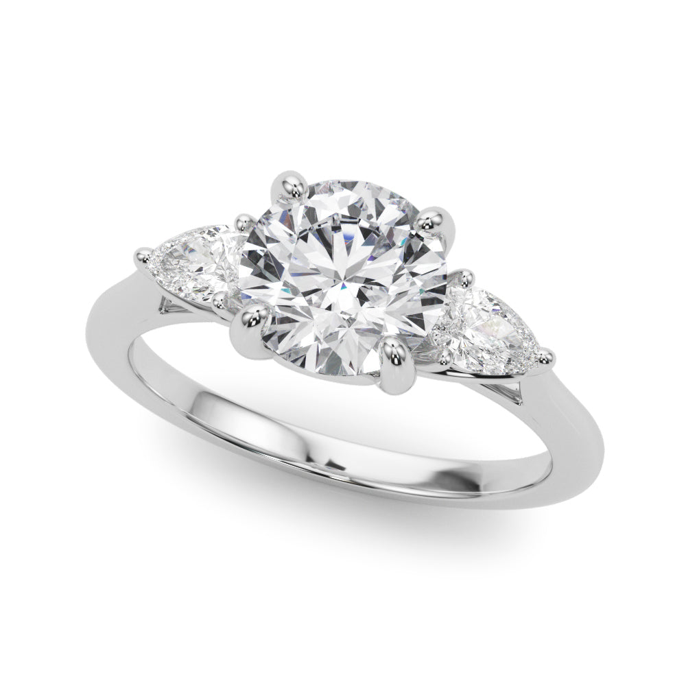 Three-Stone Round Diamond Semi-Mount Ring with 0.90 Carat Total Weight, SI1-SI2 G-H Quality