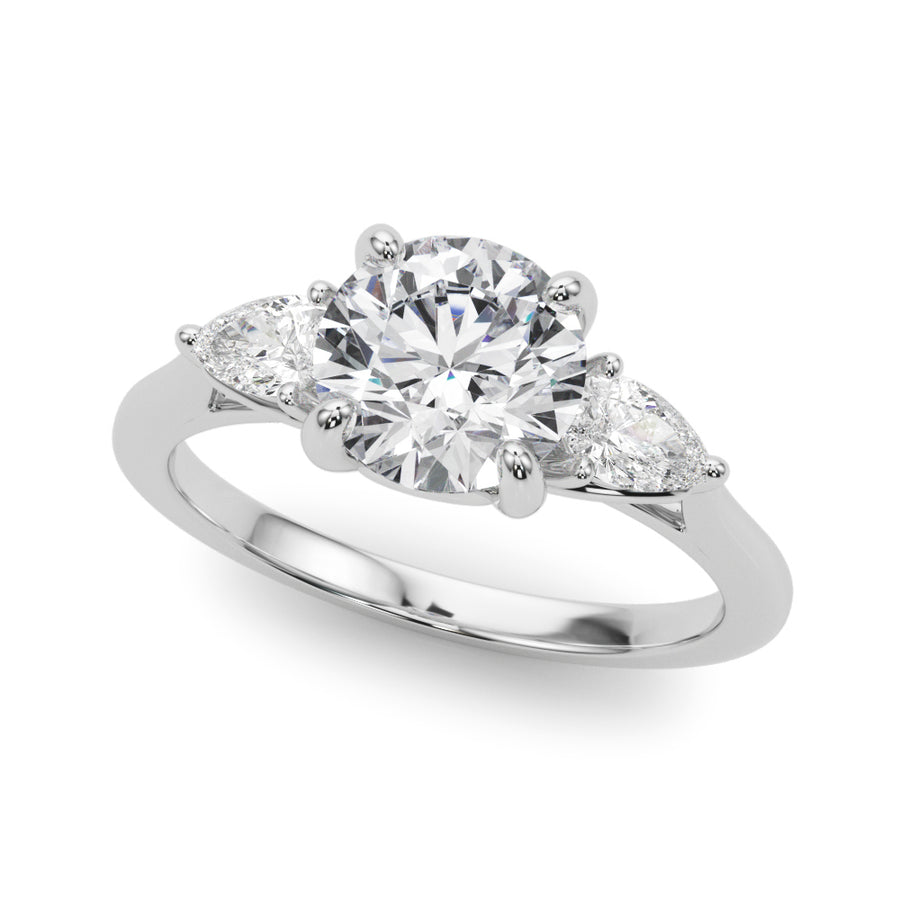 Three-Stone Round Diamond Semi-Mount Ring with 0.90 Carat Total Weight, SI1-SI2 G-H Quality