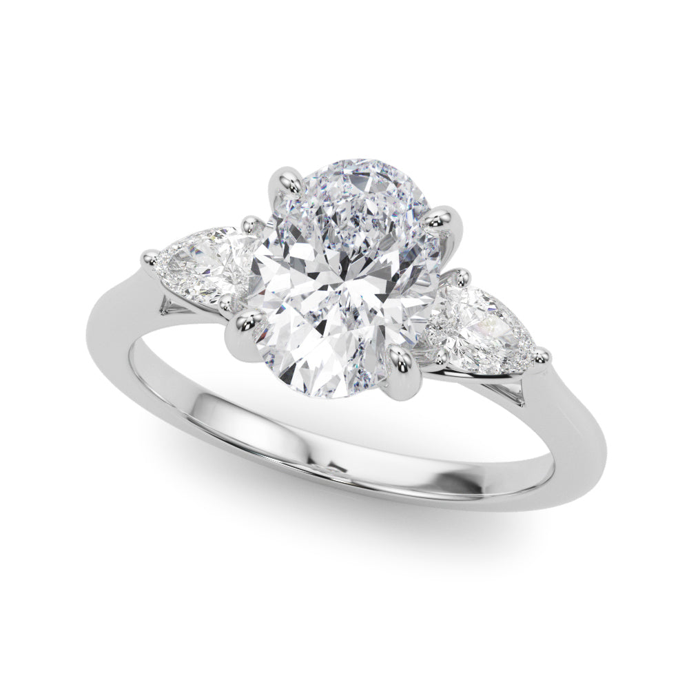 Three-Stone Oval Diamond Semi-Mount Ring with 0.40 Carat Total Weight SI1-SI2 G-H Quality