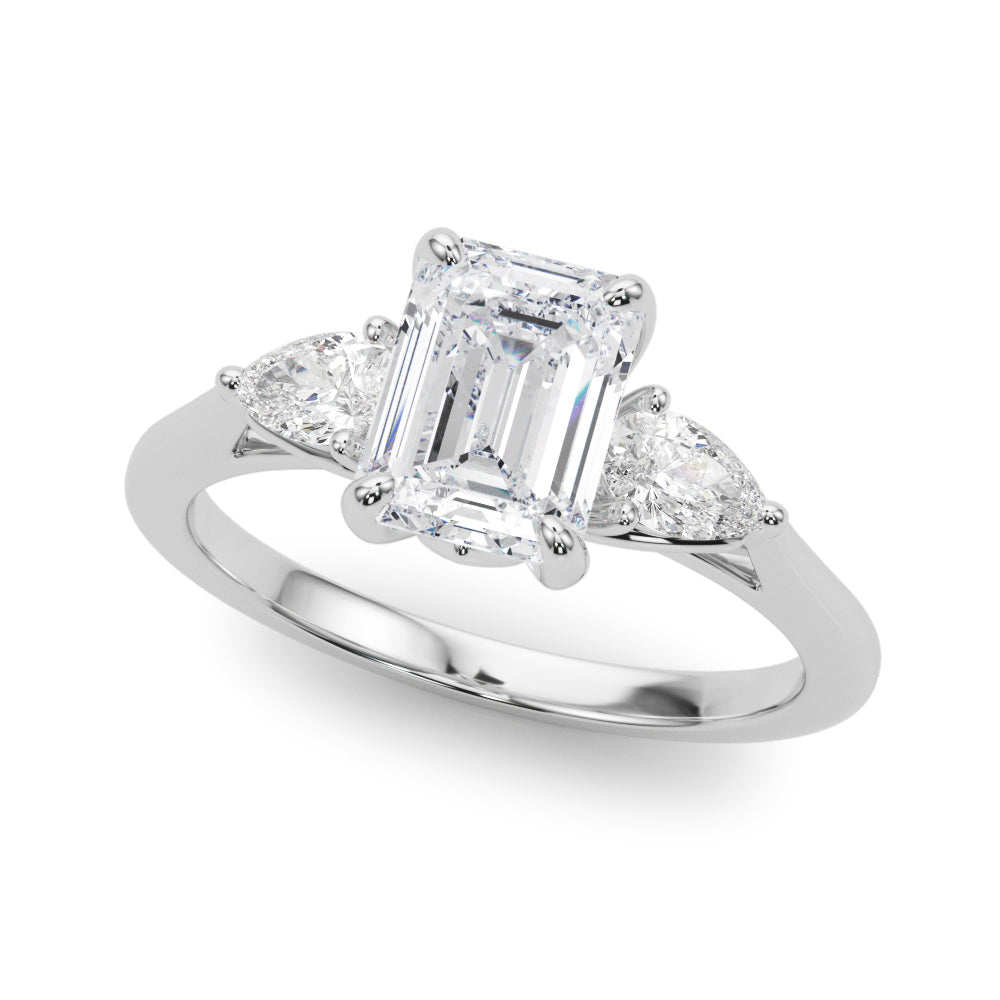 Three-Stone Diamond Semi-Mount Ring with 0.90 Carat Total Weight, SI1-SI2 G-H Quality
