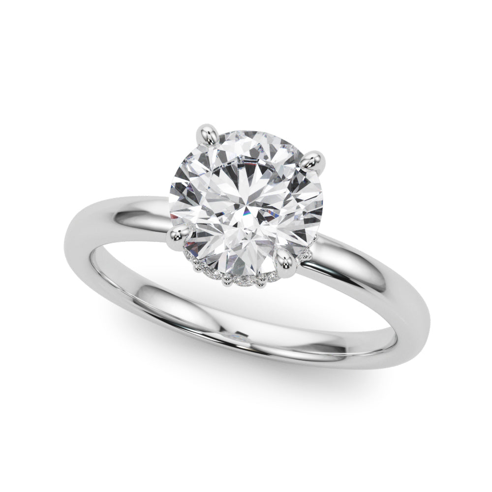 Hidden Halo Diamond Ring Semi-Mount with 0.625 Carat Total Weight in G-H SI1-SI2 Diamonds
