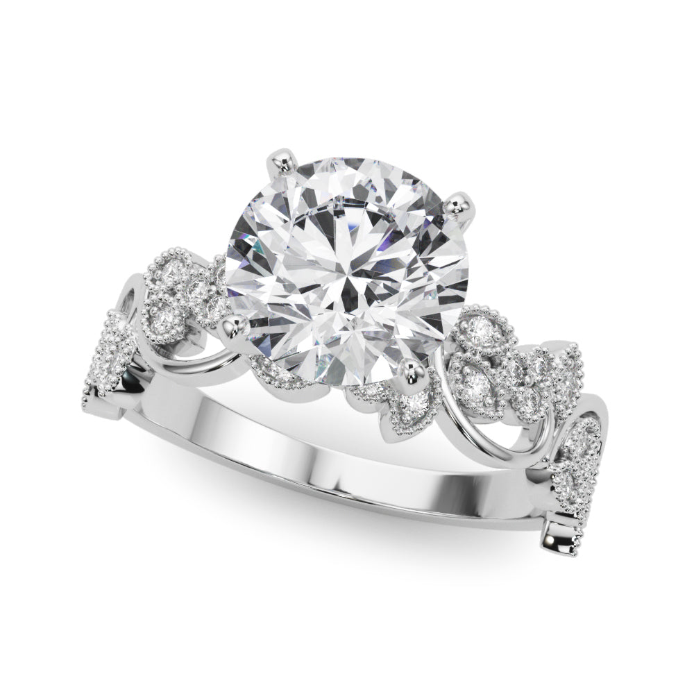 Semi-Mount Diamond Engagement Ring with 0.174 Carat Total Weight, SI1-SI2 G-H Quality