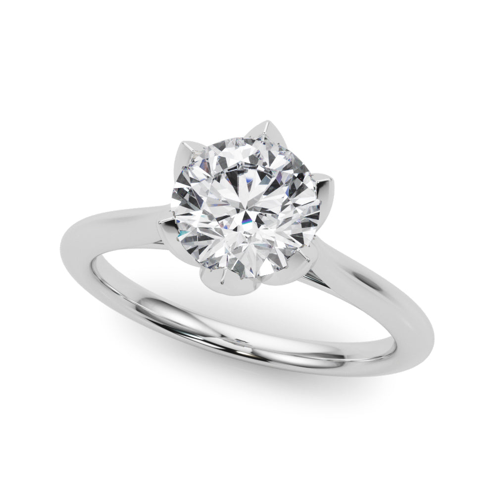 Tulip-Inspired 3/4 Carat Total Weight Round Diamond Solitaire Semi-Mount Ring