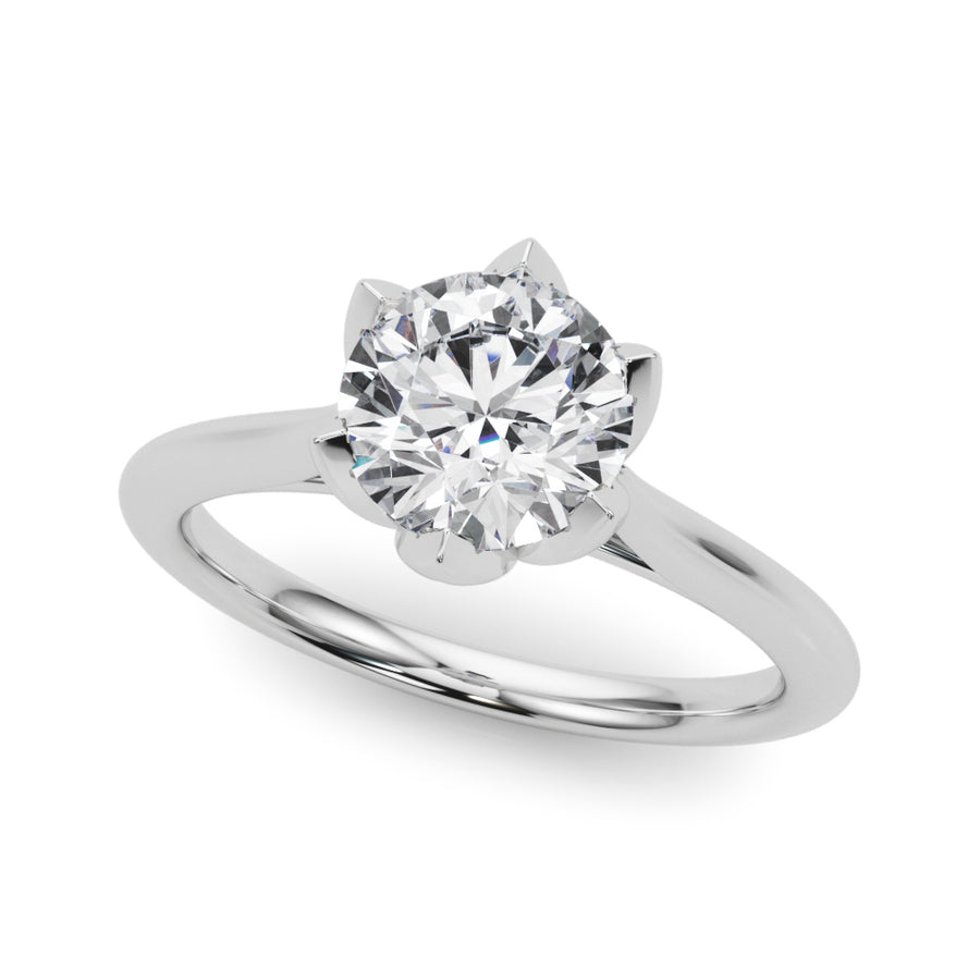 Tulip-Inspired 3/4 Carat Total Weight Round Diamond Solitaire Semi-Mount Ring