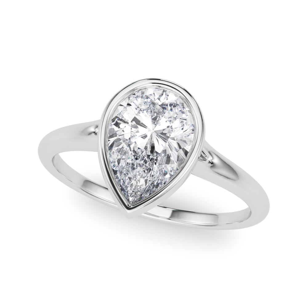 Semi-Mount Diamond Ring with 2 Carat Total Weight Bezel-Set Solitaire in G-H SI1-SI2 Diamonds