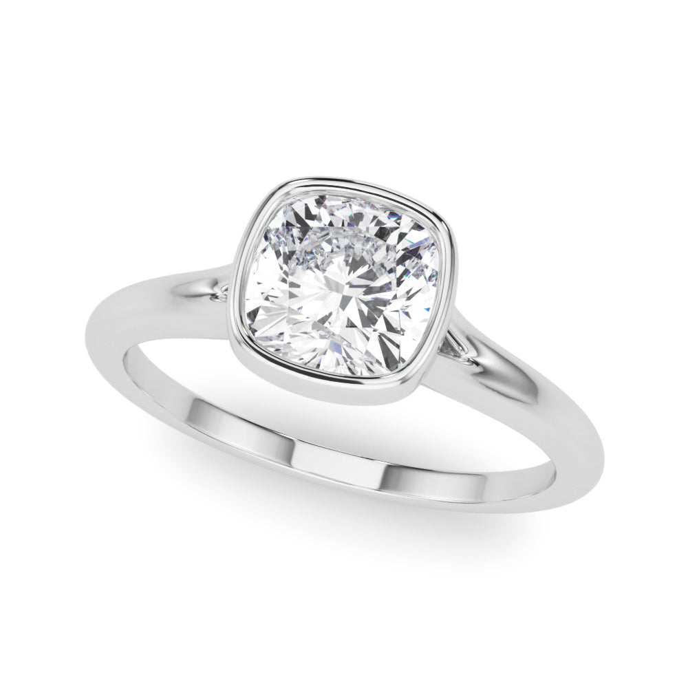 Elegant Solitaire Cushion Bezel Set Ring with 2 Carat Total Diamond Weight, SI1-SI2 G-H Quality