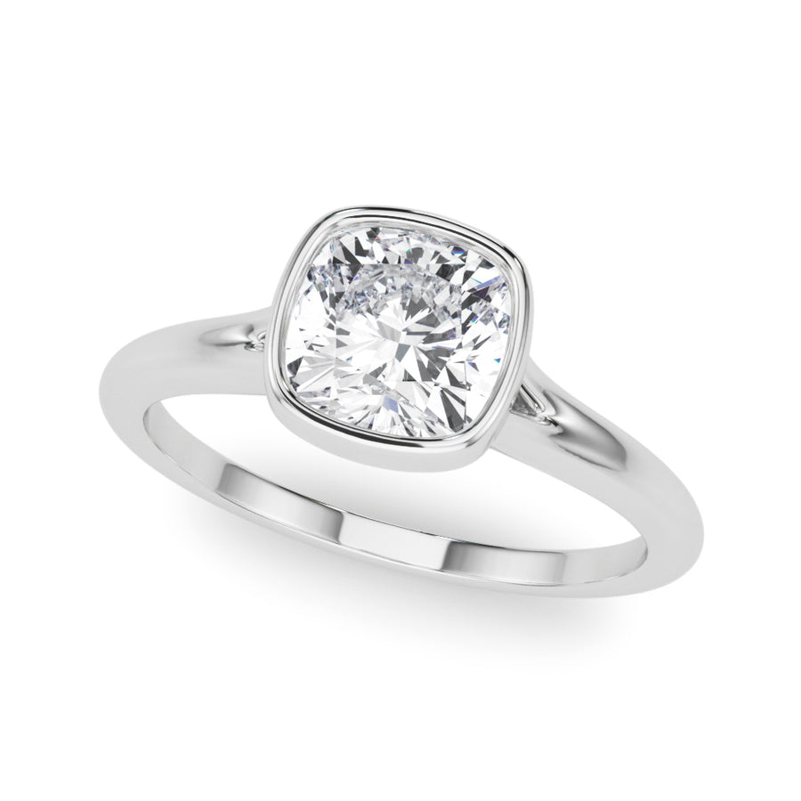 Elegant Solitaire Cushion Bezel Set Ring with 2 Carat Total Diamond Weight, SI1-SI2 G-H Quality