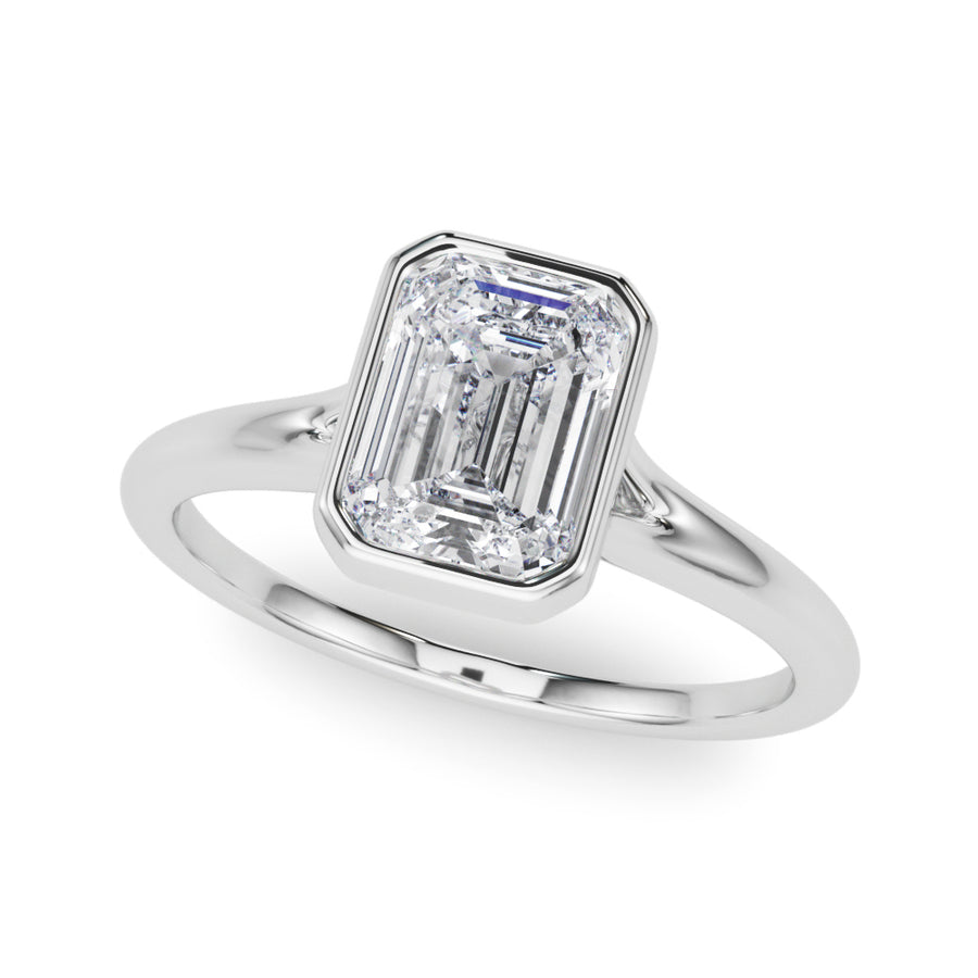 Semi-Mount Solitaire Ring with 1.25 Carat Total Weight Bezel-Set Diamonds in G-H SI1-SI2 Quality